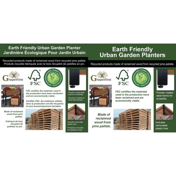 recycled wood square garden planter